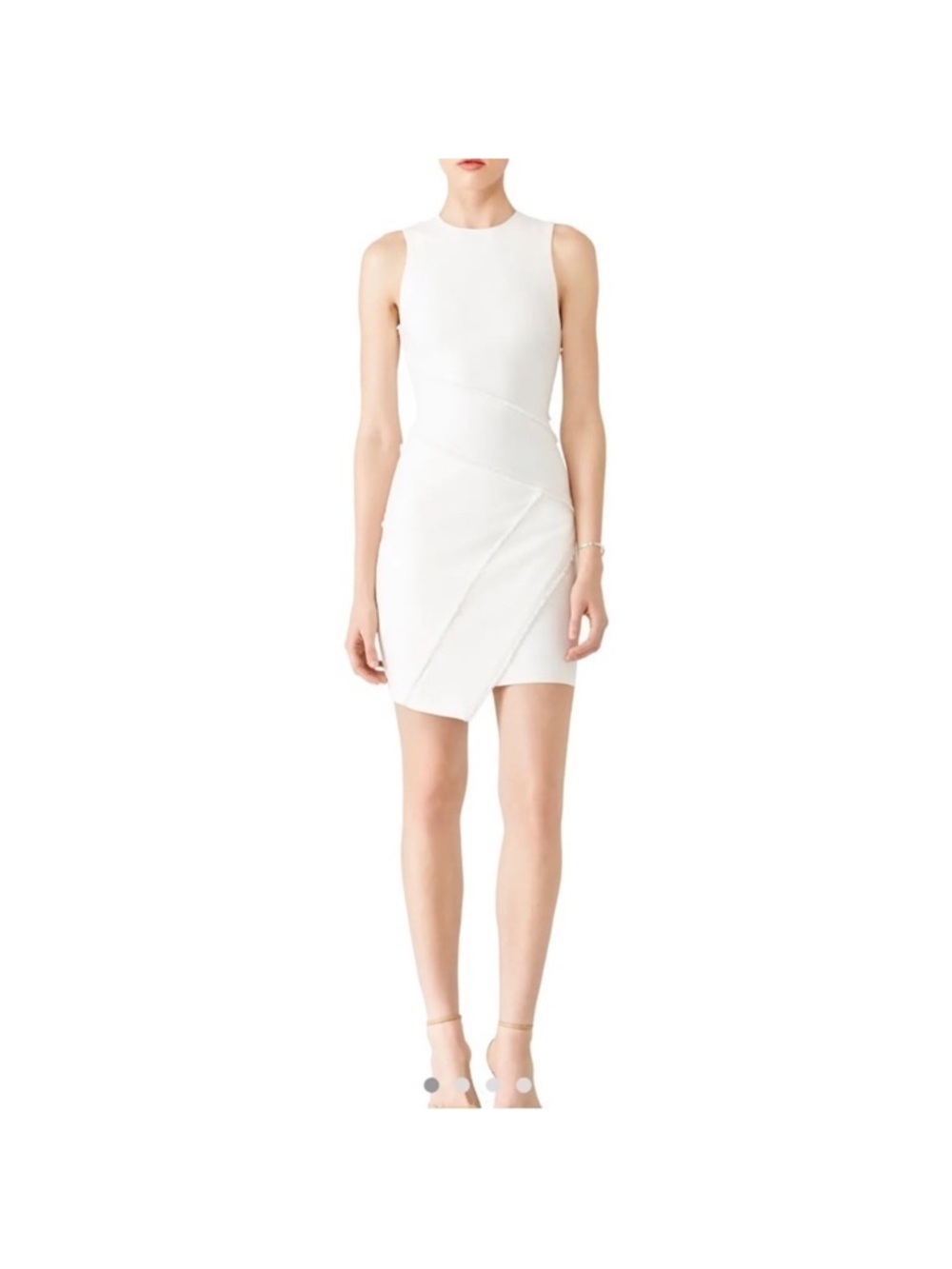 cinq a sept White Sleeveless Asymmetrical Mini Dress